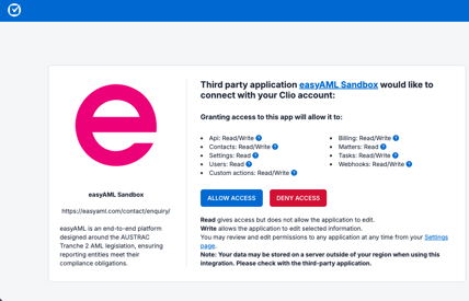 authorise-clio-popup