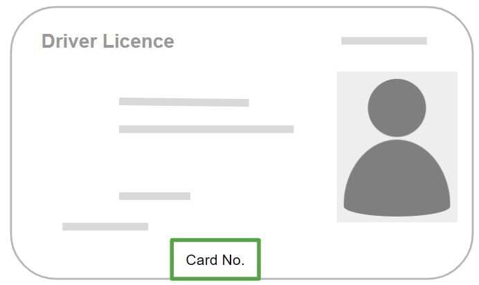 Driver licence card number location