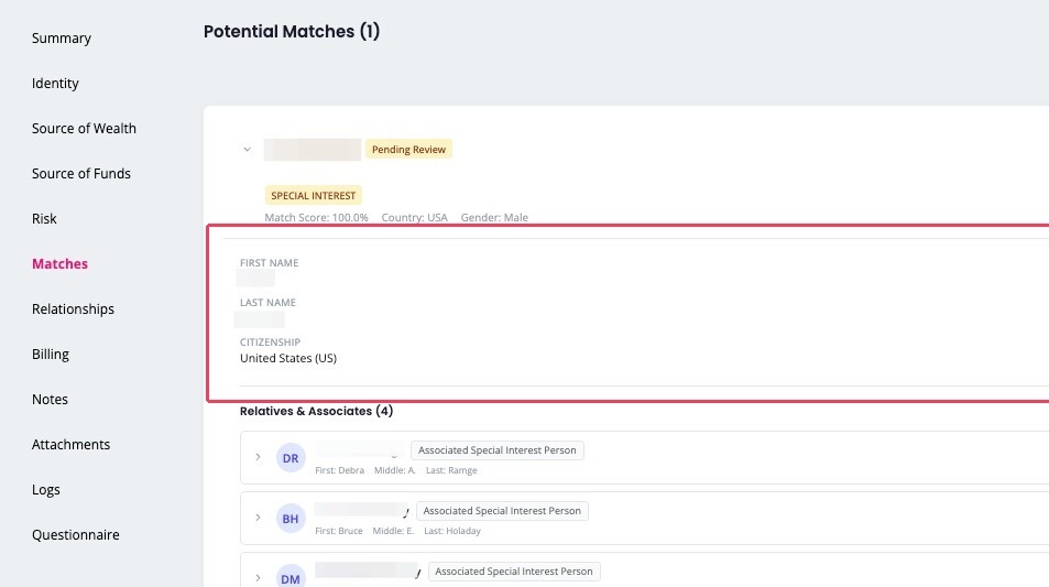Match detail with entities and associations