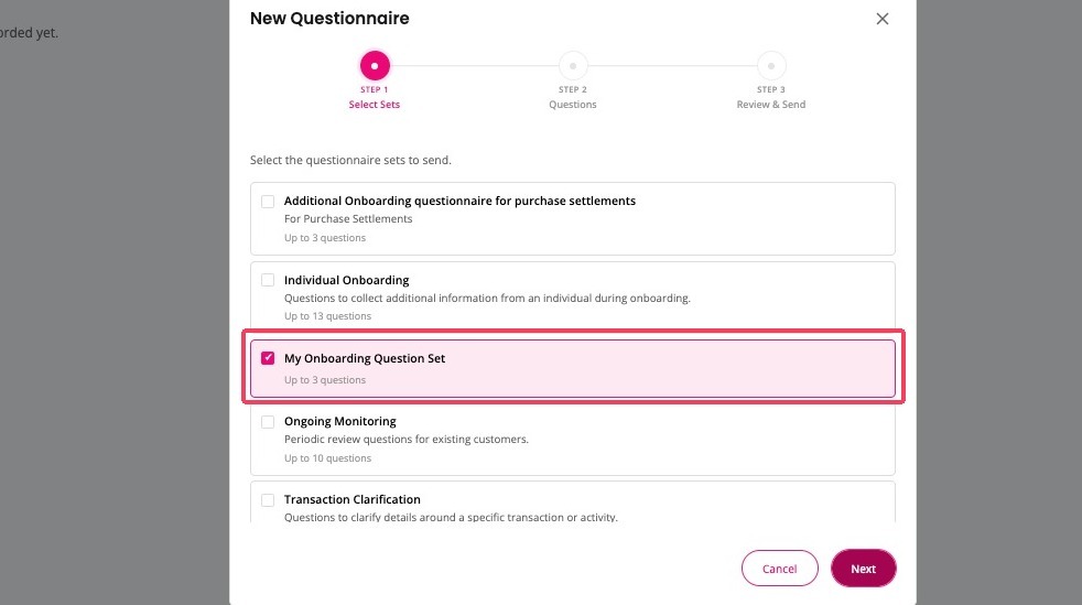 Selecting a question set