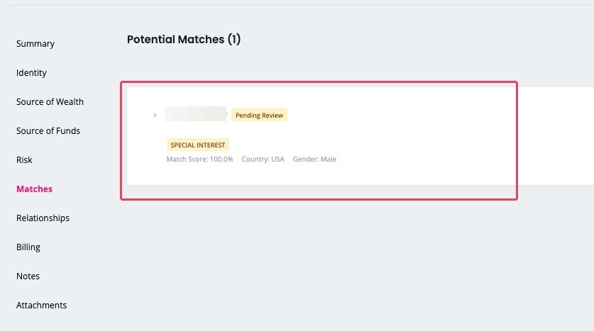 A potential match pending review